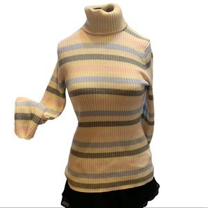 Tommy Hilfiger Striped Turtleneck Sweater Ladies cream blue pink gray multi S